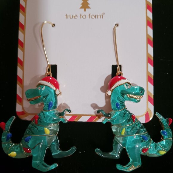 True To Form Jewelry - TRUE TO FORM - CHRISTMAS DINOSAUR  EARRINGS